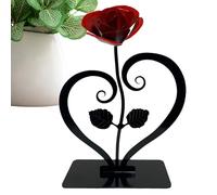 Genérico Red Iron Rose with Metal Stand - Red Rose Hand Forged Flower Decor, Handcrafted Metal Ros with Decorative Stand For Wedding, Birthday, Valentine's Day, Home Decoration, Gift, Romantic Orna