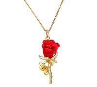 Genérico Red Necklaces for Women Aesthetic Delicate Floral Pendant