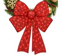 Genérico Red Pre Lit Christmas Wreath Bow Outdoor Holiday Decor