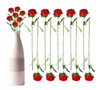Genérico Red Roses Artificial Flowers - 10 Pieces Long Stem Fake Roses, Decorative Realistic Silk blo-m Stems | Bridal Bouquet Floral Arrangement For Home Indoor Outdoor Wedding Party Birthday