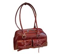 Genérico Red Shoulder Bag Aesthetic Bow Tie Tote Purse Refined Des ign
