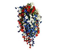 Genérico Red White and Blue Flowers - Artificial Floral Porch Decor - Faux Red White Blue Flowers - for Outdoor Porch Patio Garden Yard Indoor Window Wall Door 4th of July