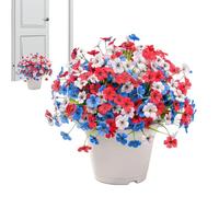 Genérico Red White and Blue Flowers | Garden Decor | Independence Day Artificial Plants | For Homeowners Decorators Porch Patio Balcony Garden Home Apartment Office Living Room Coffee Shop
