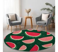 Genérico Redonda Alfombras Salon Patrón De Sandía Simple 160 cmAlfombra Redonda Suave Antideslizante Lavable, Modernas de Interior Alfombrilla Verde Oscuro,para salón Dormitorio Comedor