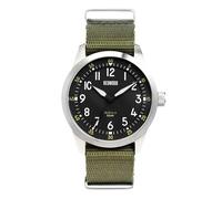 Generico Redwood Pilot A-13 - Reloj de hombre solar de acero negro y tela verde militar