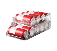 Genérico Refrigerator Soda Can Organizer, Stackable Can Holder Dispenser, 15.16x8.46 inches Transparent Fridge Drink Storage Bin for Hotel, Apartment, Restaurant, and Rental Use