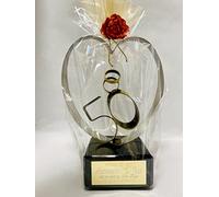 Genérico Regalo 50 Aniversario Personalizado Grande para Bodas de Oro corazón de Cobre y Zinc de 23cm Figura grabada