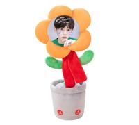 Genérico Regalo Festivo Bailando con Cara Personalizada Bailando Personalizado Hablando Girasol Lo Que Dices Canta Imita Grabaciones Canciones Divertidas para Cumpleaños y Festividades (Orange, 35cm)