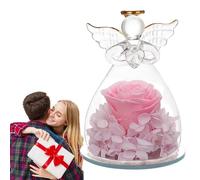 Genérico Regalo Flores Preservadas - Flores Preservadas 7.5x10.5cm | Figura de ángel | Ángel guardián con Rosa, Flor, Regalo para Acción de Gracias, Boda, Navidad, Aniversario