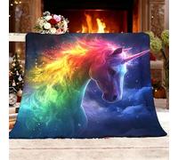 Genérico Regalo Manta L 100x130cm De EnsueñO Cielo Estrellado ArcoíRis Unicornio Suave y Cálida de Franela de Forro Polar Mantas Vistoso Fácil de Cuidar Manta Térmica para Cubre Sofa Colchas