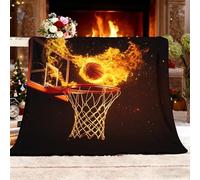 Genérico Regalo Manta XL 130x150cm Abstracto Movimiento Llama Baloncesto Suave y Cálida de Franela de Forro Polar Mantas Rojo Fácil de Cuidar Manta Térmica para Cubre Sofa Colchas