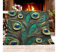Genérico Regalo Manta XXL 180x200cm Abstracto Relieve Animal Pluma Suave y Cálida de Franela de Forro Polar Mantas Verde Fácil de Cuidar Manta Térmica para Cubre Sofa Colchas