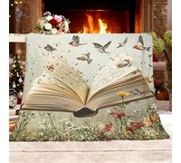 Genérico Regalo Manta XXL 180x220cm De EnsueñO Libro Plantas Flores PáJaros Suave y Cálida de Franela de Forro Polar Mantas Color Claro Fácil de Cuidar Manta Térmica para Cubre Sofa Colchas