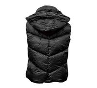 Genérico Regalo Nul Adolescente Women's Cotton Chaleco Otoño Y Invierno Chaqueta Standing Collar Warm Cotton Clothing Zipper Casual Chaquetas Chaleco Largo Muletón, Le Noir, M