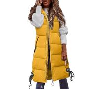 Genérico Regalos Hombre Personaliza Mujer Casual Solid Coat Chaleco Zipper Pocket Loose Sleeveless Jacket Long Coat Hombre Humor Cher, amarillo, 4XL
