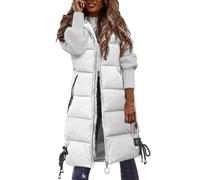 Genérico Regalos Hombre Personaliza Mujer Casual Solid Coat Chaleco Zipper Pocket Loose Sleeveless Jacket Long Coat Hombre Humor Cher, blanco, XXL