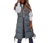 Genérico Regalos Hombre Personaliza Mujer Casual Solid Coat Chaleco Zipper Pocket Loose Sleeveless Jacket Long Coat Hombre Humor Cher, gris, 4XL