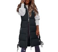 Genérico Regalos Hombre Personaliza Mujer Casual Solid Coat Chaleco Zipper Pocket Loose Sleeveless Jacket Long Coat Hombre Humor Cher, Le Noir, 4XL