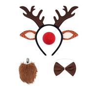 Genérico Reindeer Antlers Headbands | Cute Deer Ear Head Accessories | Christmas Ears Headband and Tails Cosplay for Halloween Holiday Party Props Women's Costume, Carnival, Elves Favours