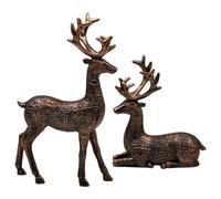 Generico Reindeer Christmas Decor | 2 Pieces Resin Animal Figurines Home For Holiday Party Supplies Bedroom Living Room Dining Table Mantel Office Bar
