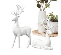Generico Reindeer Figurines, 2-Piece Christmas Deer Statue Set, Elegant Elk Sculptures for Holiday Decor, Decorative Reindeer Ornaments for Living Room, Bedroom, Mantel, Bookshelf, Entryway