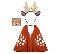 Generico Reindeer Poncho - Disfraz de Navidad | Adult Women Deer Cosplay Outfit, with Headband Face Stickers, for Holiday Parties Events Photography Stage Performances Carnival