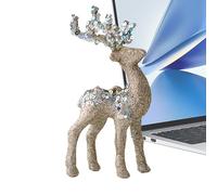 Genérico Reindeers Figurines - 5.91x2.76 Inches Glitter Flocked Christmas Reindeers, Decor Deer Sculpture | Decorstion For Collectors | Photography Home Living Room Bedroom Office Bookcase Cabinets