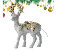 Generico Reindeers Figurines - 5.91x2.76 Inches Glitter Flocked Christmas Reindeers, Decor Deer Sculpture | Decorstion For Collectors | Photography Home Living Room Bedroom Office Bookcase Cabinets
