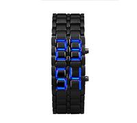 Genérico Reloj Azul Pulsera Reloj de Hombre de Hierro Estilo LED Negro japonés I Galaxy Reloj (Black-C, One Size)
