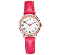 Genérico Reloj con Esfera y Correa para Mujer, Regalo de, de Cuero de, Minimalista, Elegante, para Mujer Reloj Fósil Relojes Digital Relojes (Red, One Size)