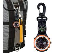 Generico Reloj con para Hombre, Luminoso en la Oscuridad, Reloj de Mochila con mosquetón, para Actividades al Aire Libre, Camping, Senderismo, Mochila de Hombro, Deporte, montañismo, Naranja