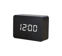 Generico Reloj de escritorio de madera - Despertador digital, gran pantalla LED, modo fin de semana de lunes a viernes, 3 ajustes de alarma | Función de control de sonido