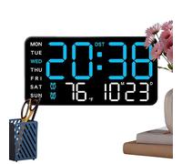 Genérico Reloj de Pared Digital Grande | Gran Display LED con Temperatura y Decoración | Reloj Digital de Pared para Oficina | para Oficinas Dormitorio Garaje Exterior Escuela Habitación Infantil