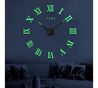 Genérico Reloj de Pared DIY Horas Gruesas 3D Adhesivas Agujas Grandes Largas 40-31 cm Ideal Casa Salón Cocina Oficina Bar Restaurante Peluquería y Negocios (RP11-Fluorescente)