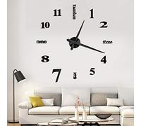 Genérico Reloj de Pared DIY Horas Gruesas 3D Adhesivas Agujas Grandes Largas 40-31 cm Ideal Casa Salón Cocina Oficina Bar Restaurante Peluquería y Negocios (RP02-Negro)