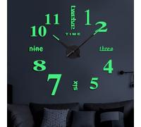 Genérico Reloj de Pared DIY Horas Gruesas 3D Adhesivas Agujas Grandes Largas 40-31 cm Ideal Casa Salón Cocina Oficina Bar Restaurante Peluquería y Negocios (RP02-Fluorescente)