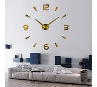 Genérico Reloj de Pared DIY Horas Gruesas 3D Adhesivas Agujas Grandes Largas 40-31 cm Ideal Casa Salón Cocina Oficina Bar Restaurante Peluquería y Negocios (RP13-Dorado)