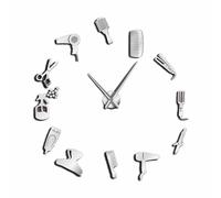 Genérico Reloj de Pared Grande Peluquería y Barbería Ponlo hasta 120 cm. diametro - Decoración Barber Shop Profesional - Reloj Analógico Silencioso - Decoración Retro Peluqueros Barberos