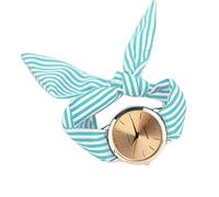 Genérico Reloj de Pulsera de con Rayas de Tela para Mujer, Reloj de Pulsera con Esfera Azul Floral, Reloj de Mujer Encanto Oro Reloj (Blue, One Size)