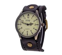 Genérico Reloj de Pulsera Reloj Mujer Cuero Marca Hombres Vintage Reloj para Hombre Galaxy 3 Leopard Banda (Black-1, One Size)