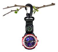 Generico Reloj de Supervivencia - Impermeable | Reloj con mosquetón | para Senderismo, Actividades al Aire Libre, Camping, Mochila de Hombro, Deportes, Alpinismo, Hombres y Mujeres, Rojo