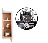 Genérico Reloj De Tambor - Reloj De Pared Negro Rock and Roll De 11.61 X 11.61 Pulgadas, Amantes De La Música, Decoración del Hogar para Decoración De Recuerdos De Fiestas Musicales, Decoraci
