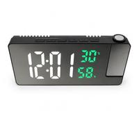 Genérico Reloj Despertador Digital con Proyector, Pantalla LED, Temperatura y Humedad, Color Negro