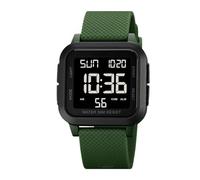 Generico Reloj digital para correr cuadrado | Sport Watches For Men | Water-Resistant LED Display Backlight For Outdoor Adventures Running Fitness Diving Training Daily Work Travel, Army Green,