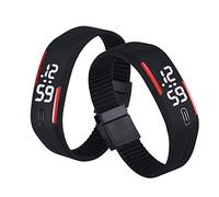 Genérico Reloj LED de Goma para Hombre y Mujer, Pulsera Deportiva con Fecha, Reloj de Pulsera Digital B&R Oro Inteligente Reloj (黑红,Black&Red, One Size)