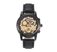 Generico Reloj Mecánico - Reloj De Cuero Para Hombre Con Fecha | Reloj Mecánico Para Hombres Con Movimiento Avanzado | Pantalla Automática Reloj De Pulsera De Para Vestido Casual Formal, negro