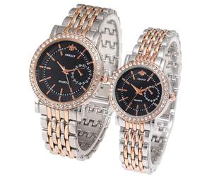 Generico Relojes de regalo para parejas para hombres y mujeres Relojes románticos de cuarzo de acero inoxidable con diamantes, Hombre-a