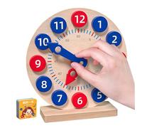 Genérico Relojes educativos para - enseñanza de la hora de madera con 18 cartas - entrenamiento, demostración, para enseñar El tiempo, Leer el heu
