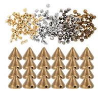 Genérico Remaches Cónicos Punk para Ropa 200 Pcs, Kit de Tachuelas Metálicas 8x8 Mm en Cobre, Plata, Acero y Dorado, Accesorios DIY para Decoración y Manualidades de Costura