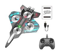 Genérico Remote Control Plane, LED Light Up Foam RC Drone, 2.4GHz Fighter Model, Quadcopter Airplanes, Glider & Helicopter Modes, 2 Modes Flying Toy, Kids Boys and Girls, Durable and Fun Toy